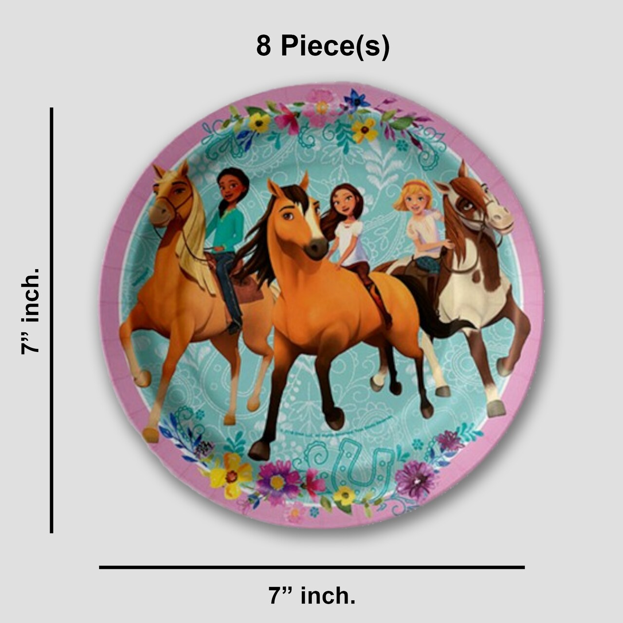 DreamWorks Spirit Riding Free Paper Dessert Plates 8 Count Party Tableware